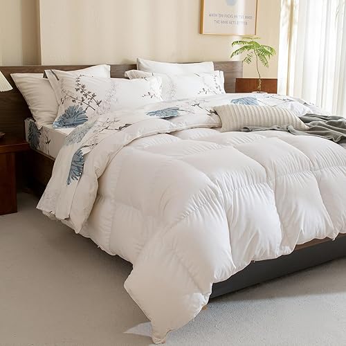 Miniatura 7 de QSH Sábanas 100% algodón para cama tamaño King, patrón de plantas florales blancas botánicas de algodón de lujo estampado floral, tamaño King con