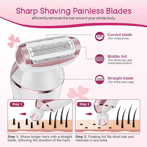 Women's Electric Shaver - Rechargeable Wet/Dry Hair Remover Rose Gold(Rose Gold)