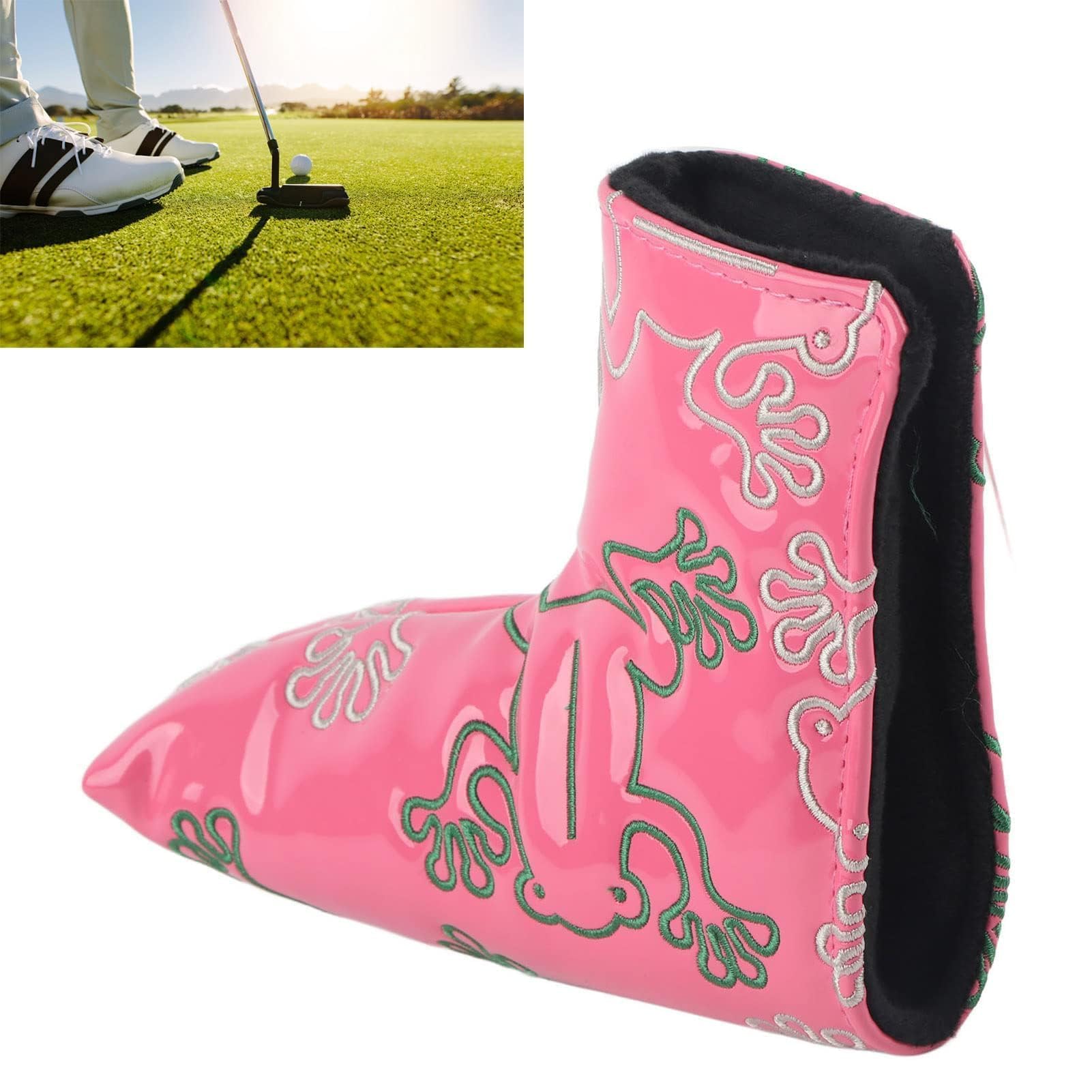 Agatige Copertura per Putter per Lame da Golf, Copricapo per Putter da Golf Copritesta per Ricamo con Chiusura Magnetica Protettiva in PU(Rosa)