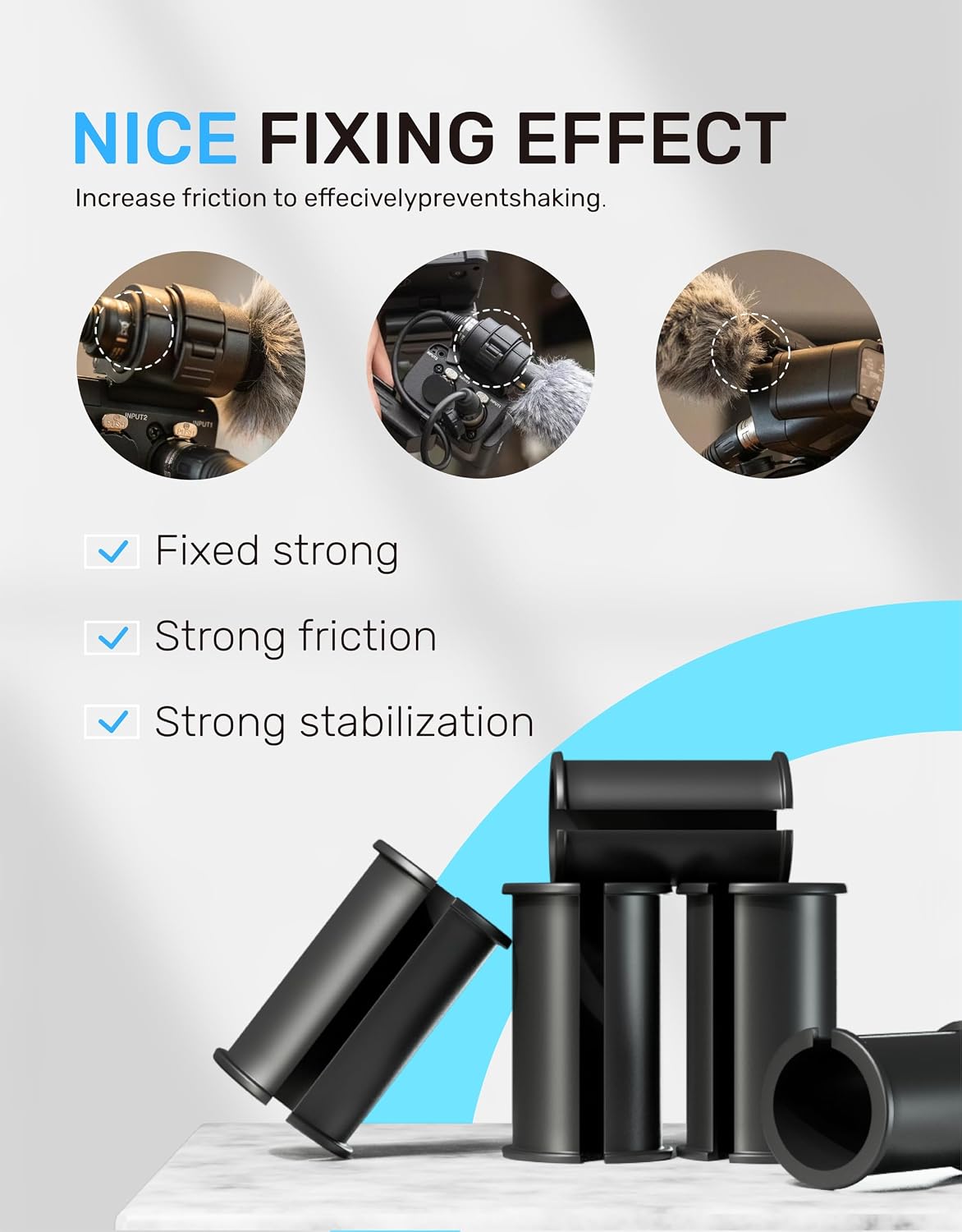 5pcs Microphone Shock Mount Rubber Sleeve, Compatible with Sony Camcorder Rode NTG, Sennheiser MKH Shotgun Mic FX3,FS7,FX6,FX8,FX9,NX80,FS5