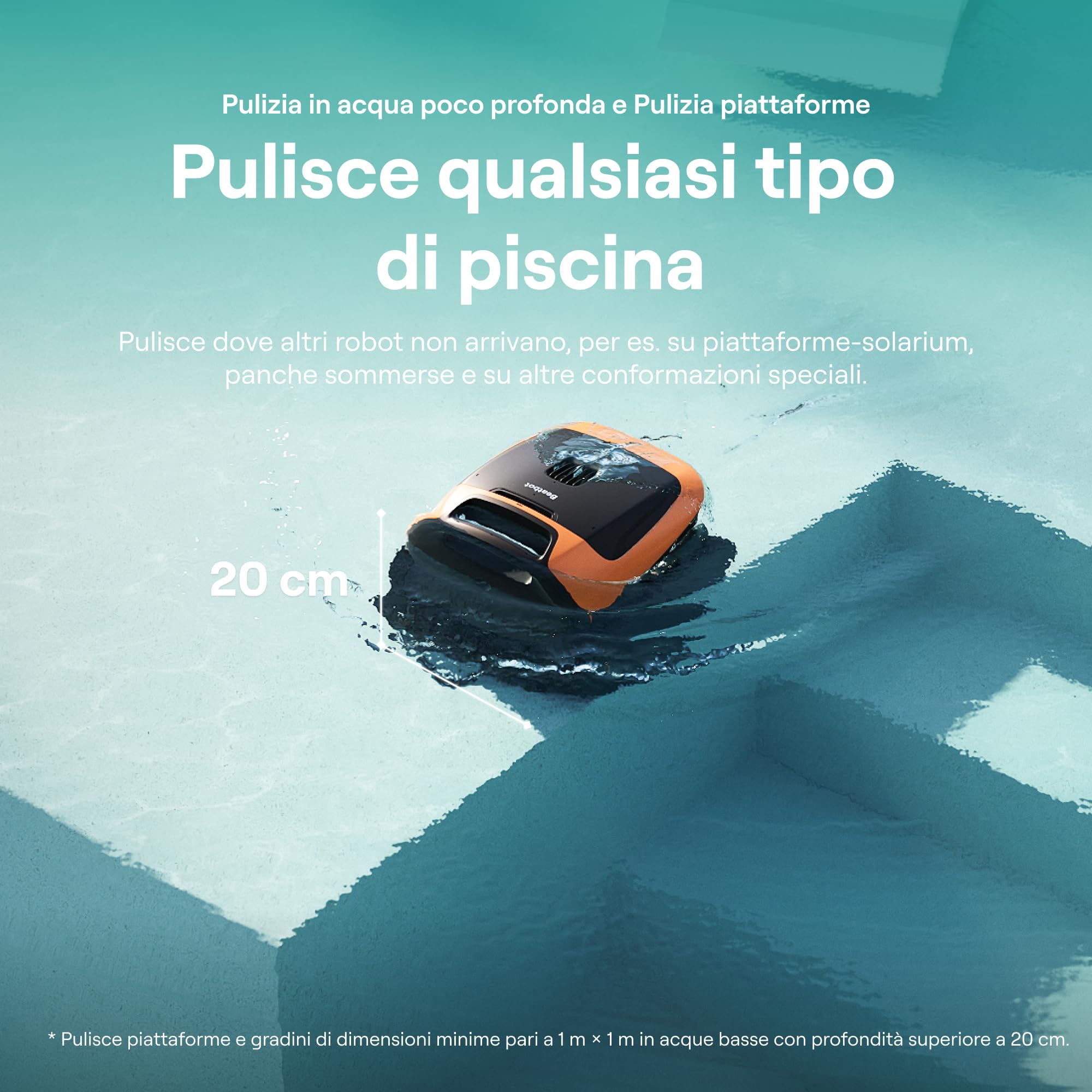 Beatbot Sora 30 Robot Piscina pareti e Fondo, Linea d'Acqua,Orange | Pareti e Fondo, Linea d'Acqua,Piattaforme,Robot Piscina Senza Fili,Parcheggio in Superficie, App, Filtrazione ultrafine, 5L