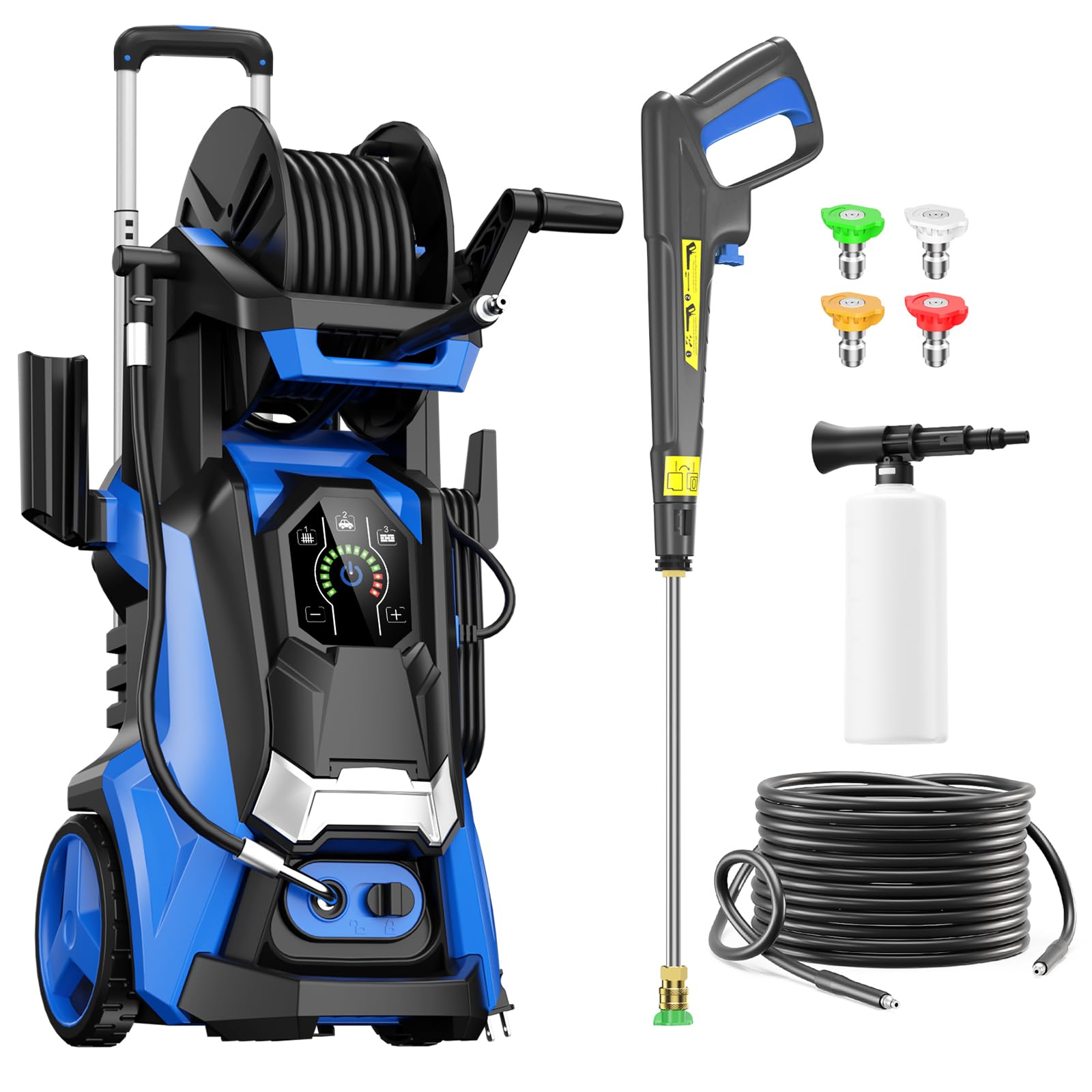 Pressure Washer Power Washer with Touch Screen, 5000PSIIMAX, 4 Quick Connect Nozzles and Foam Cannon, High Pressure Cleaning Machine for Cars/Fences/Driveways/Patios