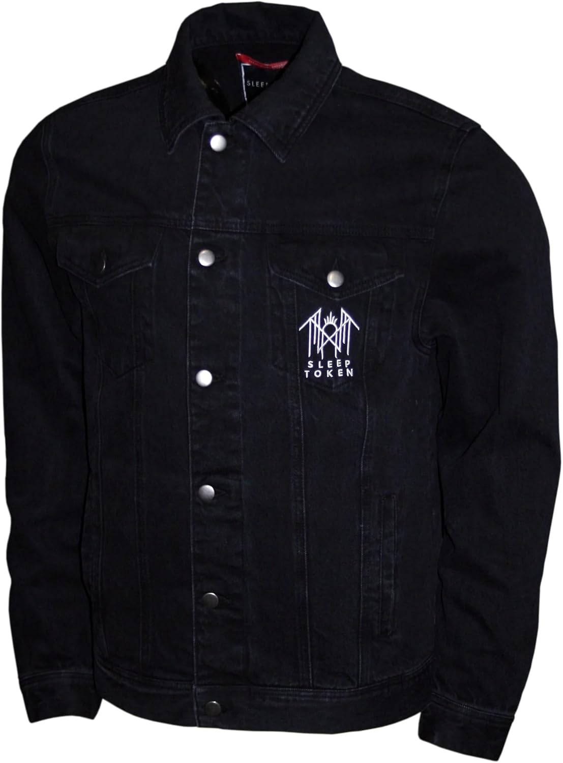 2Bhip Sleep Token Jean Jacket For Men & Women - Black Denim With Button Front - F&B Print