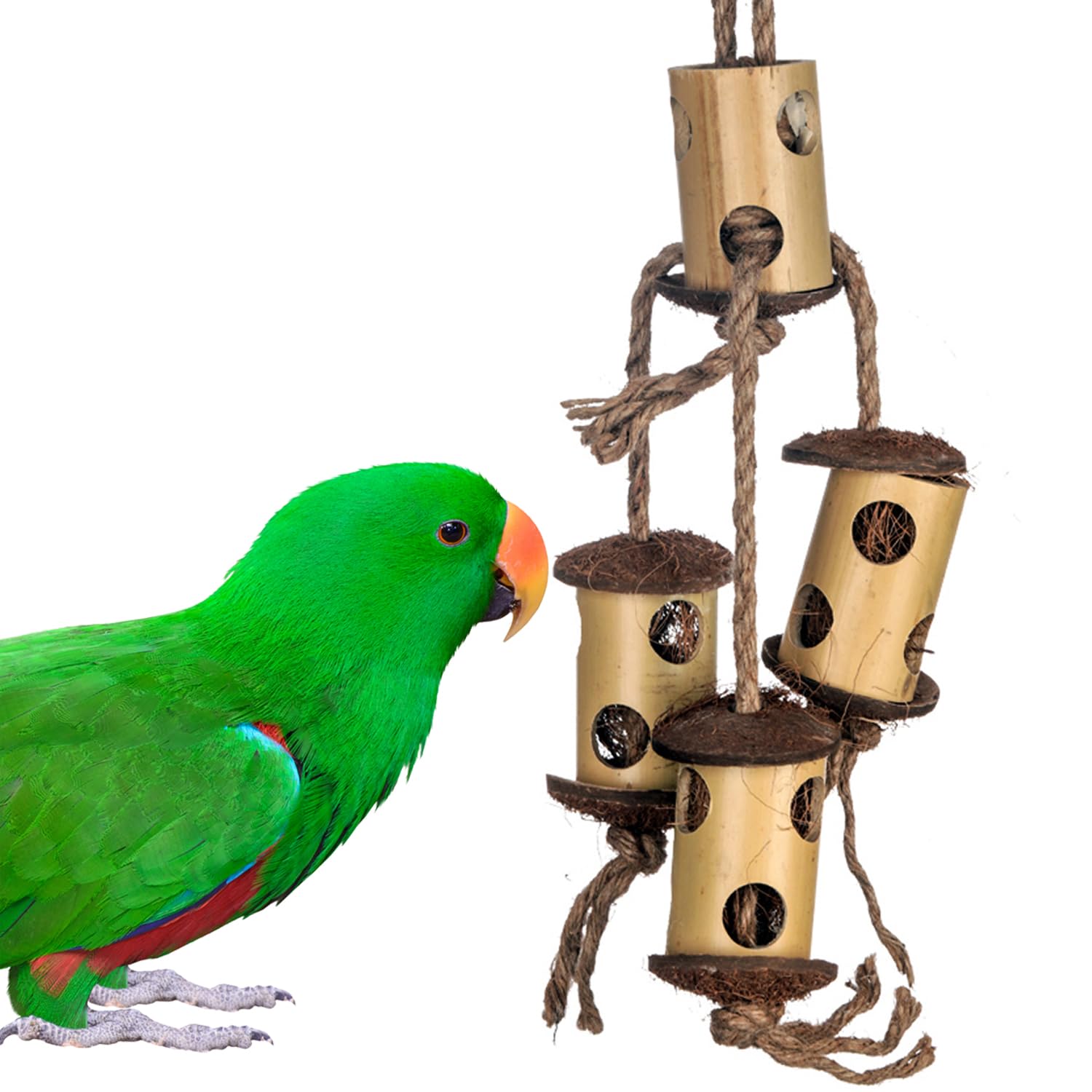 Super Bird Creations SB1219 Bamboo Climb & Forage Bird Toy - Ideal Chewing & Foraging Bird Toy for Large Birds, Parrots, Amazons, African Greys, Mini