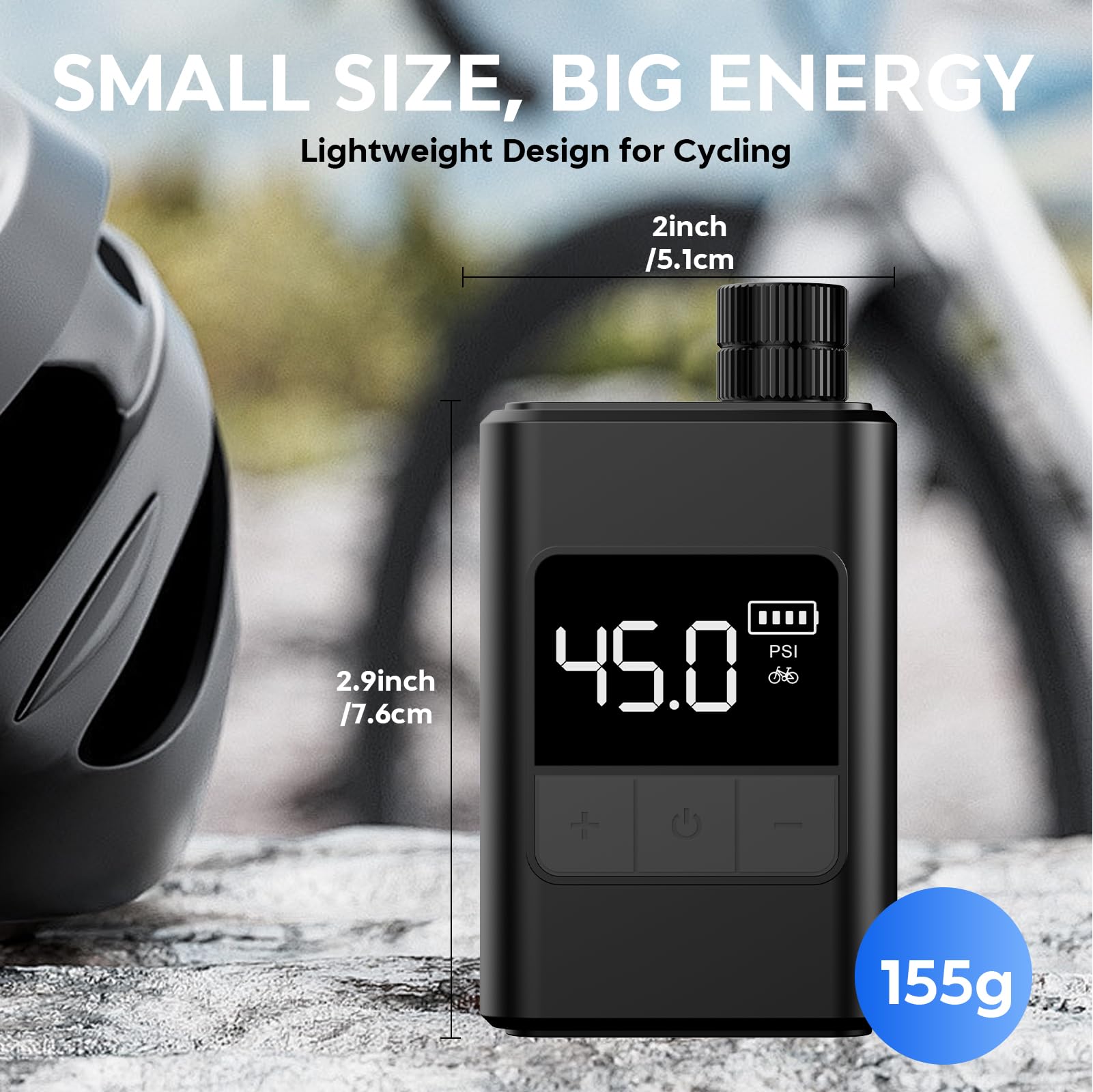 Mini Bomba para Bicicleta, 120 PSI Bomba para Bicicleta eléctrica, Bomba portátil para Bicicleta con válvula Presta y Schrader para Bicicletas de Carretera, Bike montaña, Bike urbanas