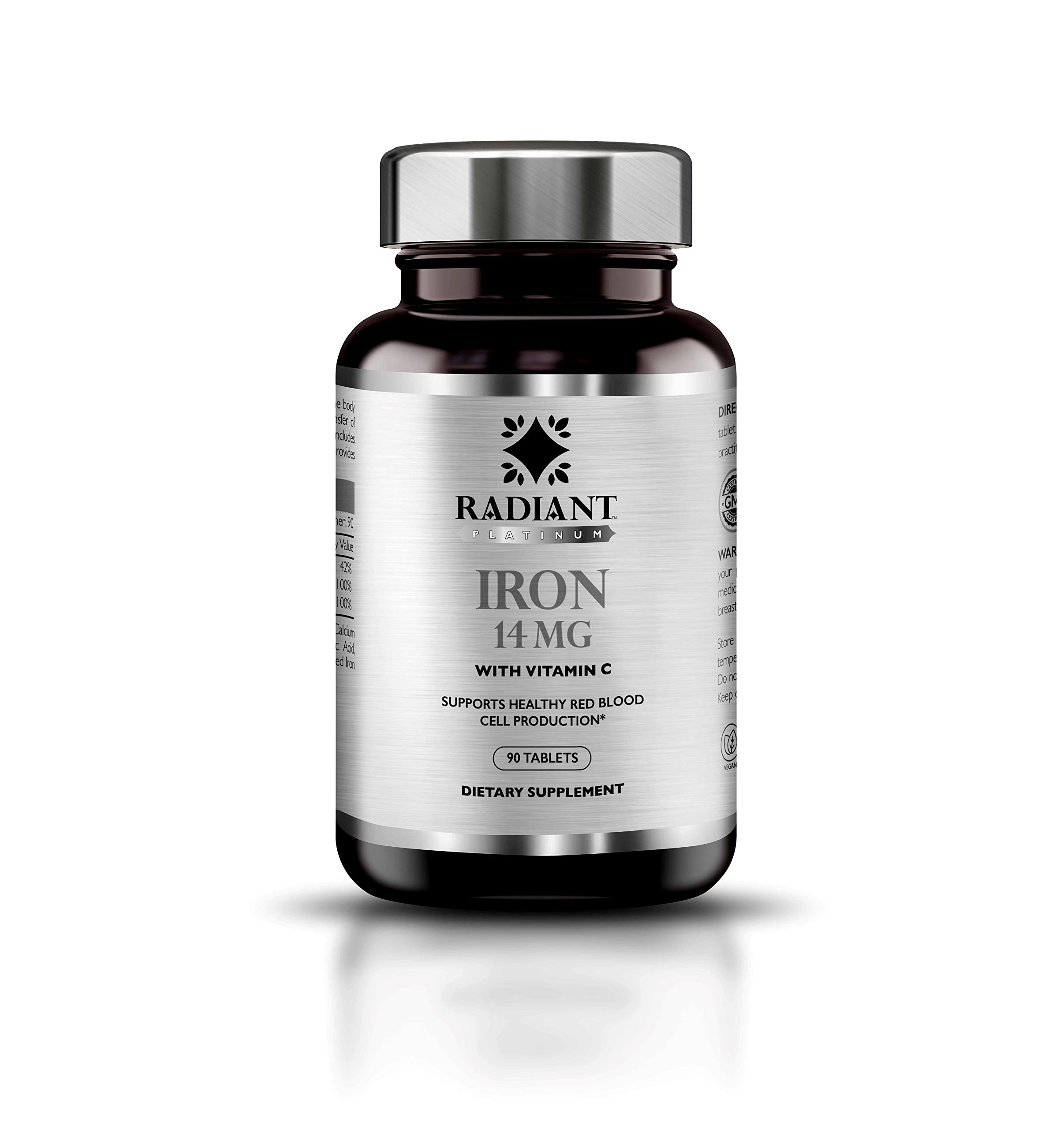 RADIANT PLATINUMIron 14Mg With Vitamin C 90 Tabs