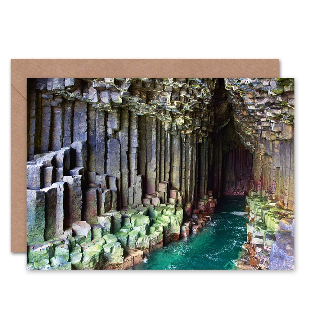 Wee Blue Coo Blue Wee Coo Photo Landmark Fingal's Cave Staffa Isle Scotland Blank Greetings Card
