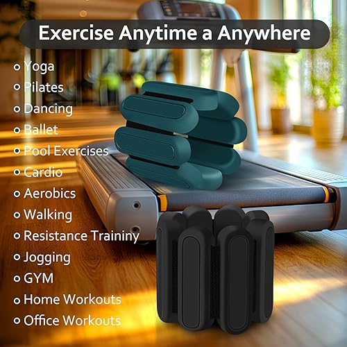 Miniatura 4 de Juego de 2 pesas ajustables para muñeca y tobillo (1 libra cada una), pulseras de peso de silicona de alta calidad, para yoga, pilates,