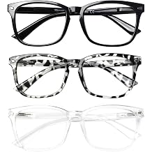 Kerecsen 3 Pack Reading Glasses for Women Blue Light Blocking Glasses Filter UV Square Lightweight Readers Glasses for Women and Men Reader