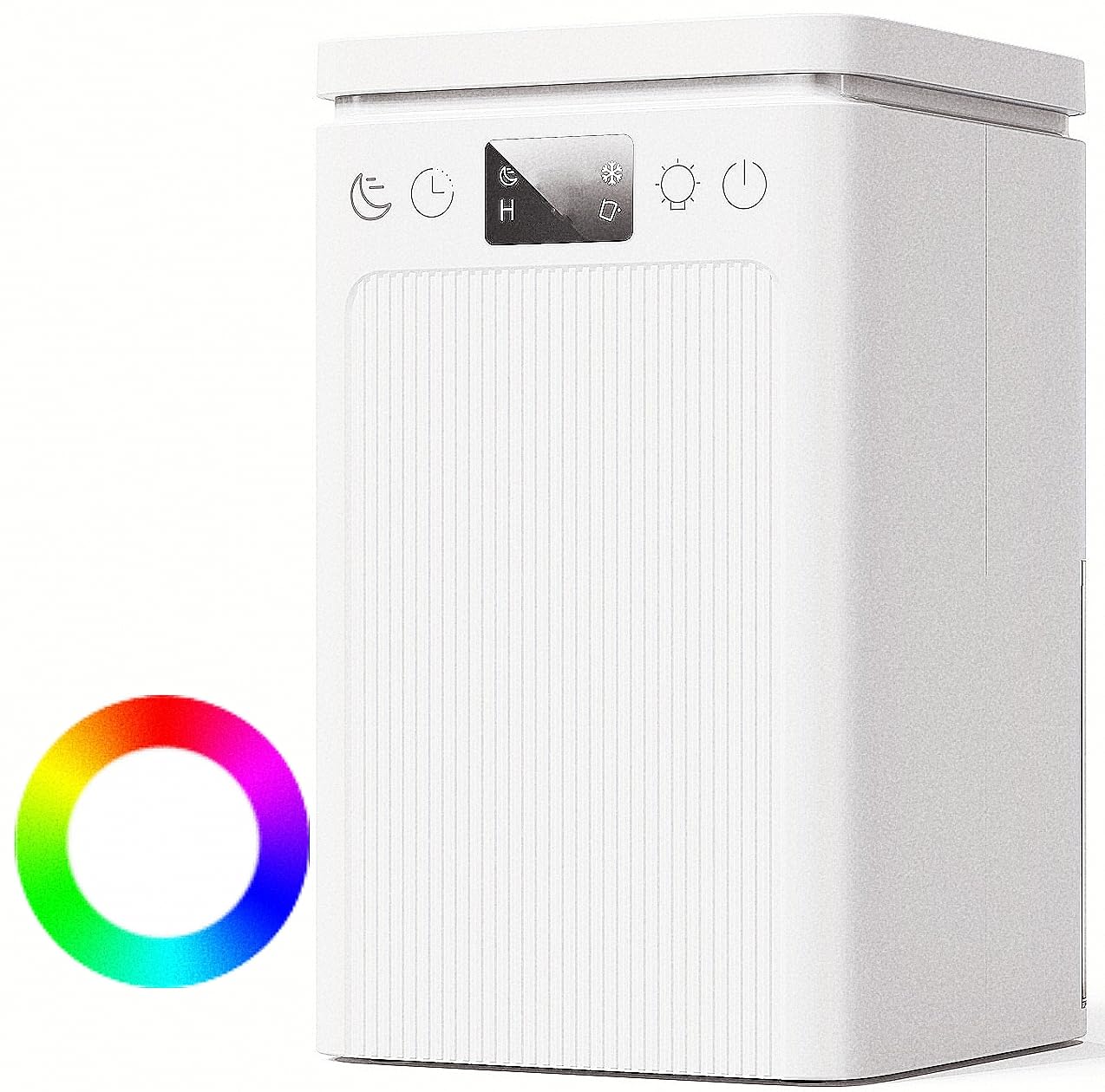 Deshumidificador de aire, eléctrico portátil 2200 ml, apagado automático, deshumidificación, temporizador 2-12 hEficaz, silencioso, resistencia al moho, luz 7 LED color,habitación,baño