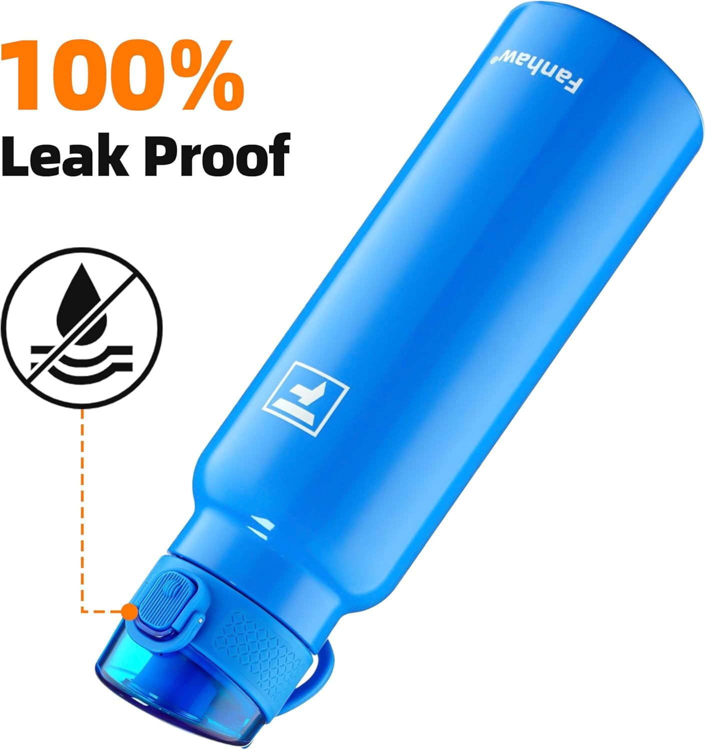 Fanhaw Daylite Series 24 oz Stainless Steel Insulated Water Bottle with Silicone Spout Lid, Double-Wall Vacuum Leakproof Metal Bottle, Anniversary Birthday Gift for Kids, Women & Men (Sky Blue)