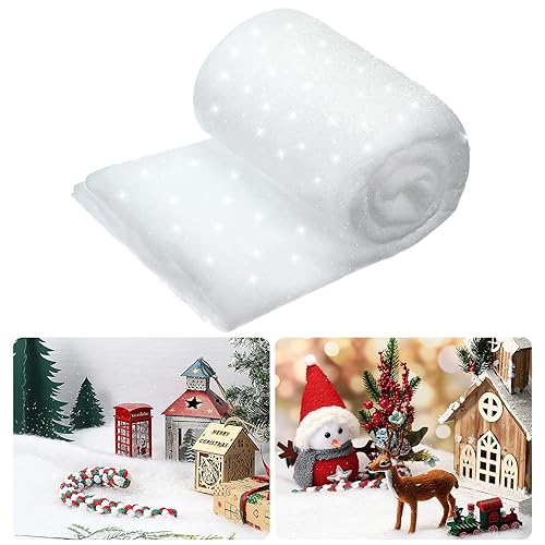Skylety Glittered Christmas Snow Blanket for Village Sparkly Artificial Faux