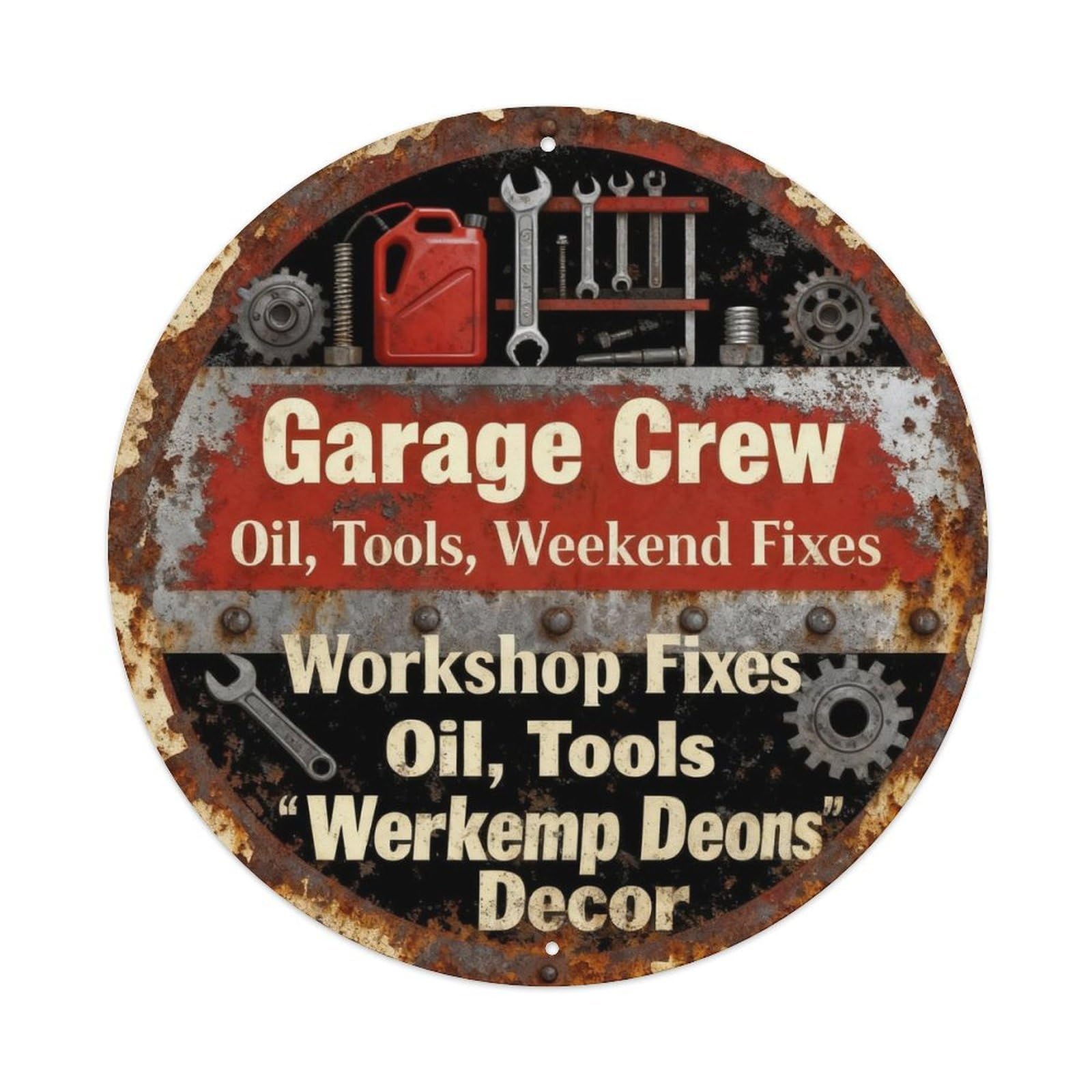 Garage Crew Tools Workshop Decor Metal Tin Sign Plaque