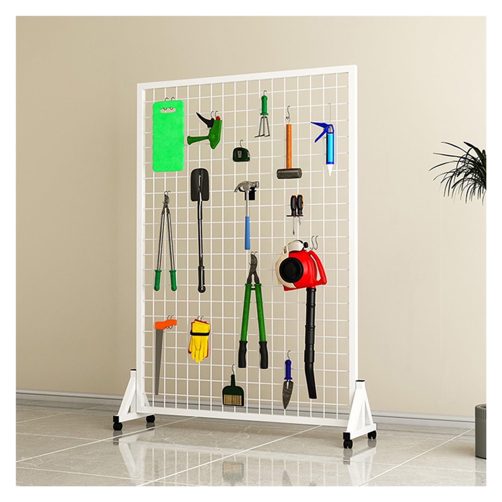 YJEUZCD Freestanding Grid Wall Panels Standing Wire Grid, Movable Display Rack, Privacy Screen Divider, Craft Show Retail Display Rack (Color : White, Size : 23.6x47.2in)