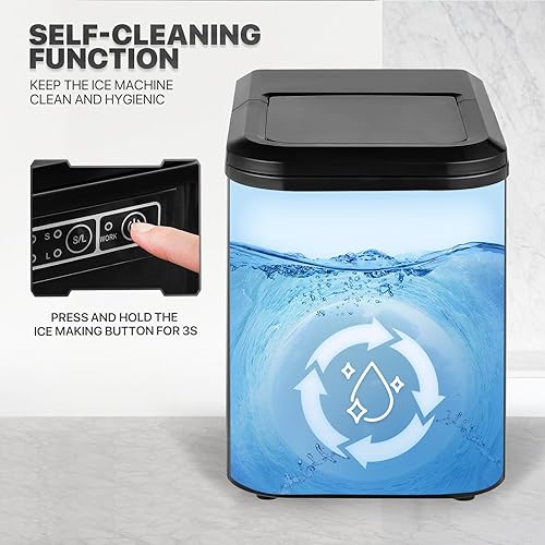 Miniatura 9 de mollie Máquina de hielo para encimera, 9 cubos de hielo listos en 10 minutos, 26 libras24 horas, máquina de hielo autolimpiante, máquina de hielo