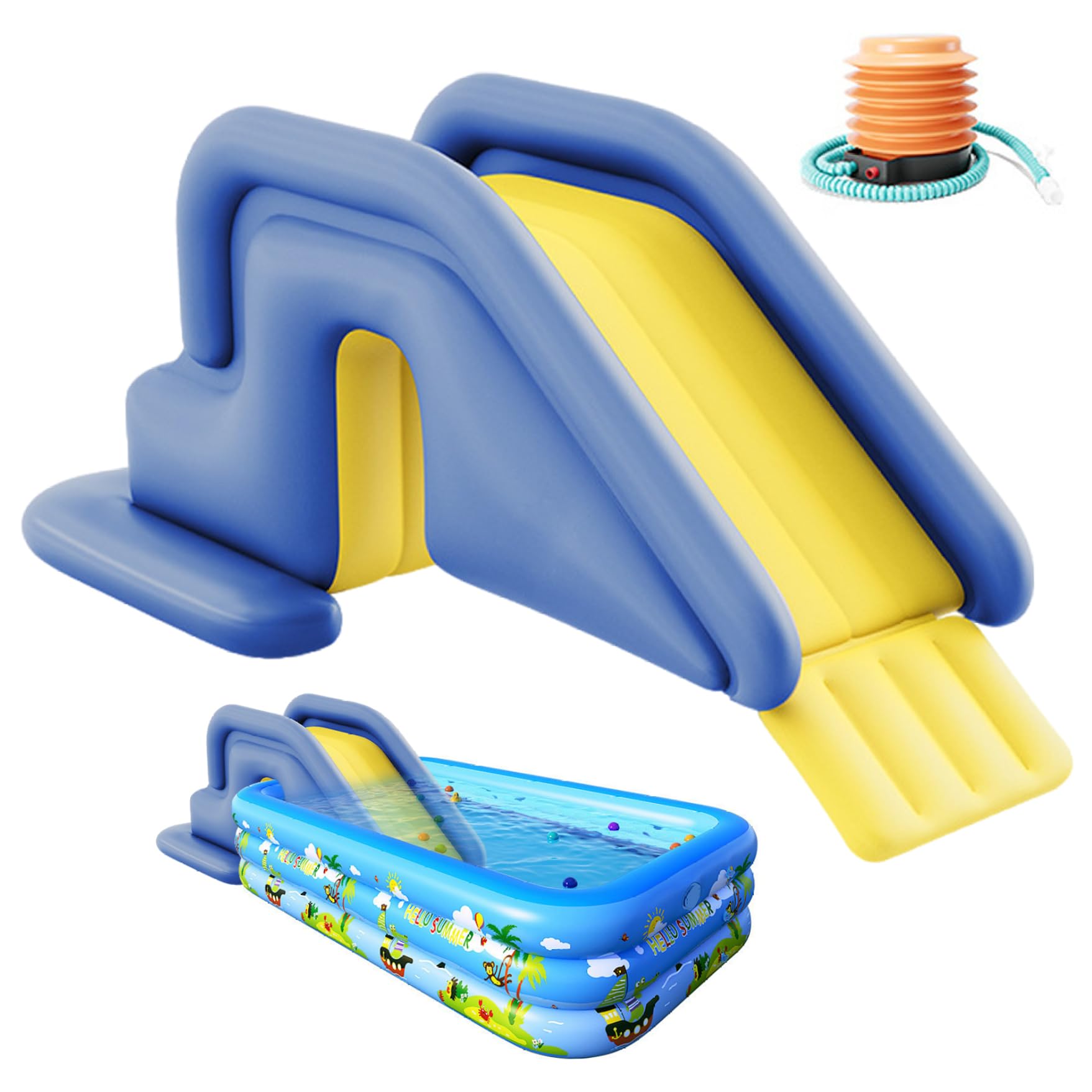 Diapositiva de Piscina Inflable, tobogán de Piscina PVC de 78.7x33.5x31.5 Pulgadas, al Aire Libre, Interiores, Trasero, Azul.