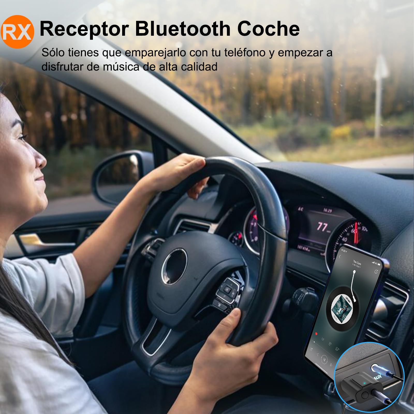 USB Bluetooth 5.0 Transmisor y Receptor, 2 en 1 Adaptador Audio con Jack 3.5mm Cable para Televisión PC Amplificador Coche Móvil Altavoces