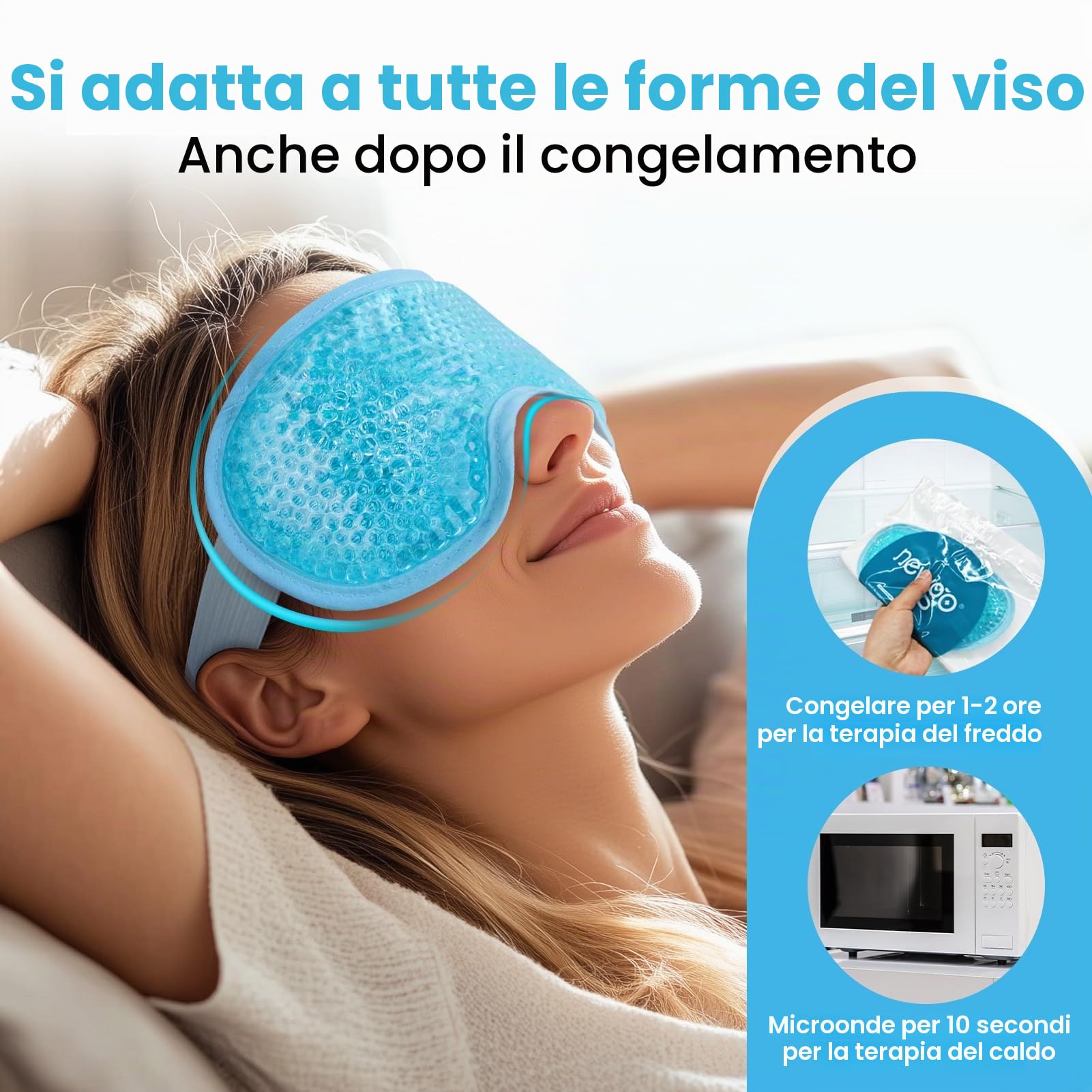 NEWGO Maschera Gel Per Gli Occhi Impacco Freddo Riutilizzabile, Maschera Occhi Gel Freddo, Perfetta Per Blefarite, Occhi gonfi, Occhiaie - Blu