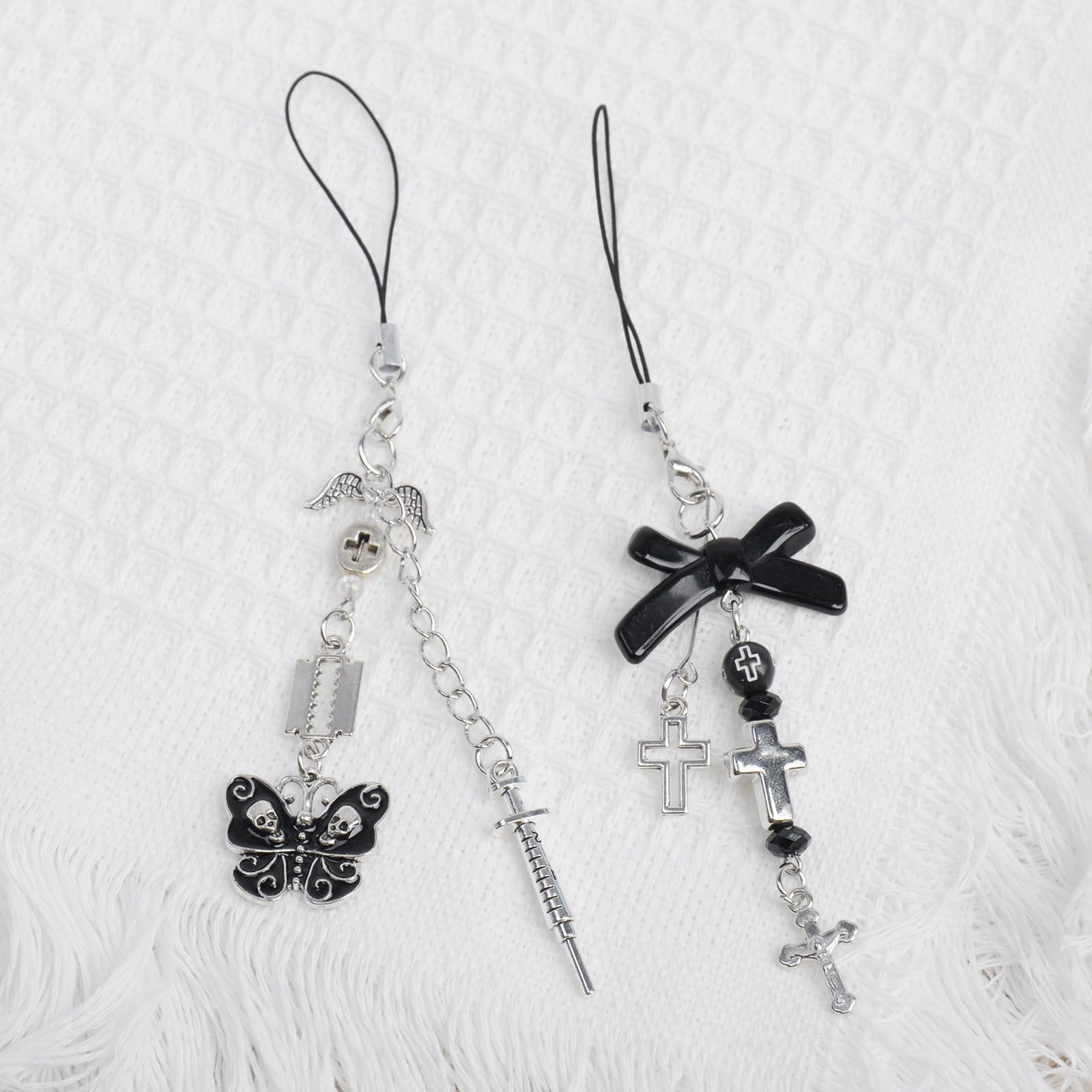 Locharme 4PCS Cute Phone Charms Aesthetic Y2K CellPhone Charms Strap Pink Strawberry Butterfly Star Phone Charm Y2K Accessories Keychain for Backpack, Digital Cameras, Kindles, Air Pods - 2