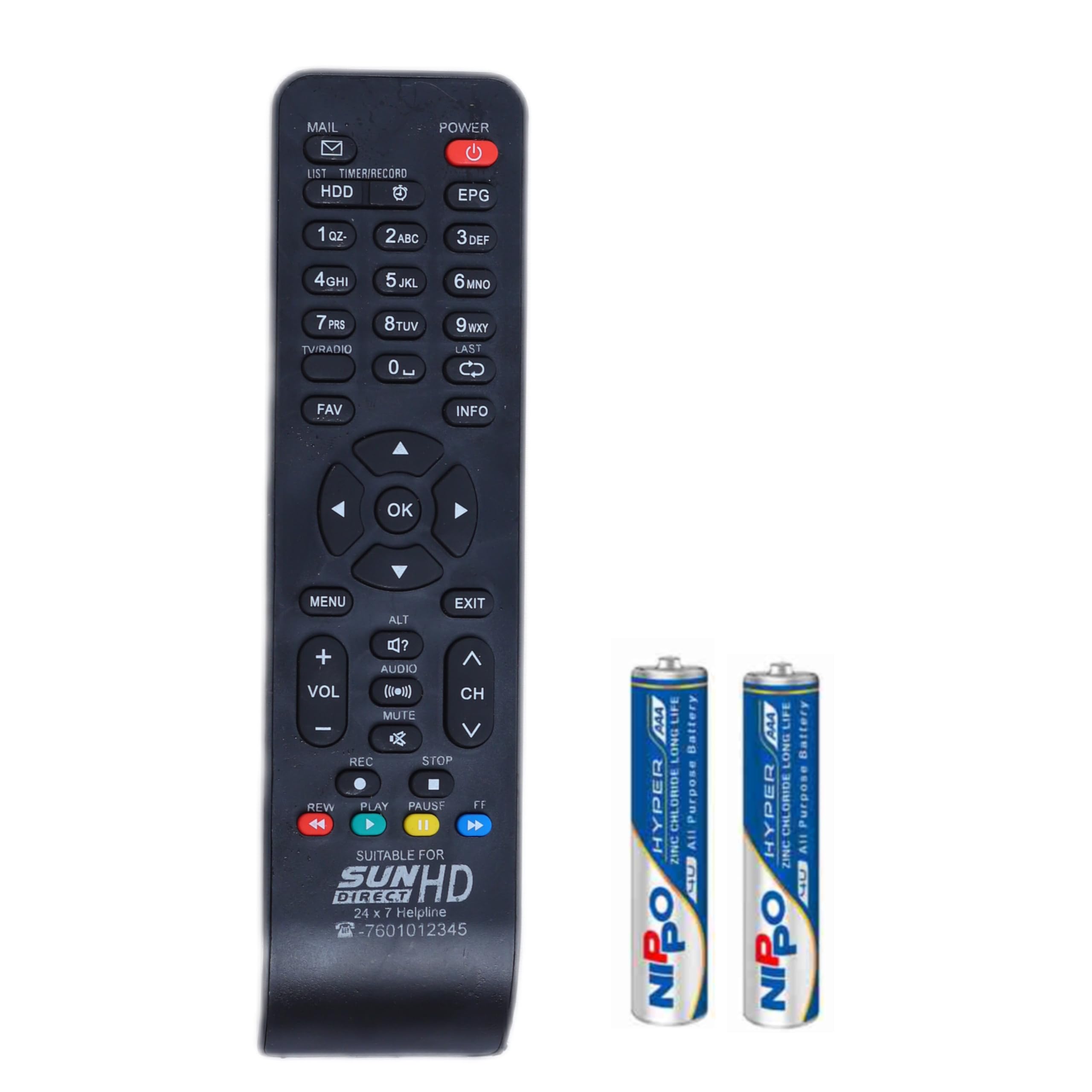 Sun Direct Set Top Box Remote HD with 2 AAA Battery Universal