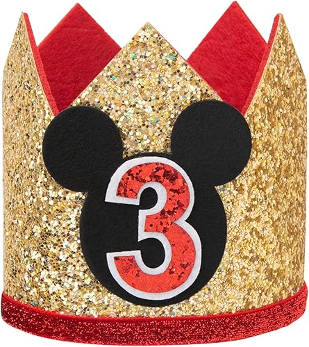 CHuangQi Sombrero con purpurina para fiesta de tercer cumpleaños para niños y niñas, corona de fiesta temática, accesorios para fotos de cumpleaños,