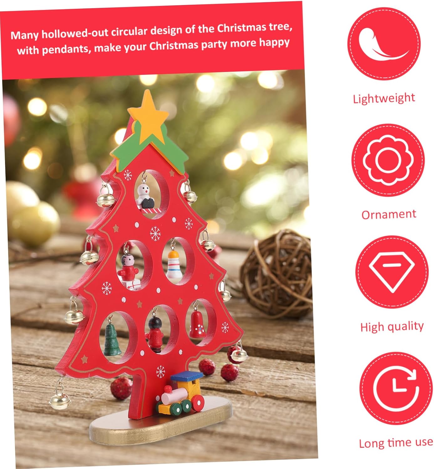 YYZKYTO 1pc Ornaments Wood Decor Dining Table Decor Artificial Table Decorated Christmas Table Centerpieces Xmas Decor Commemoration Day