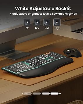 ProtoArc EK01 Plus Backlit Full Size Wireless Ergonomic Keyboard Green and EM11 NL Bluetooth Vertical Mouse Green
