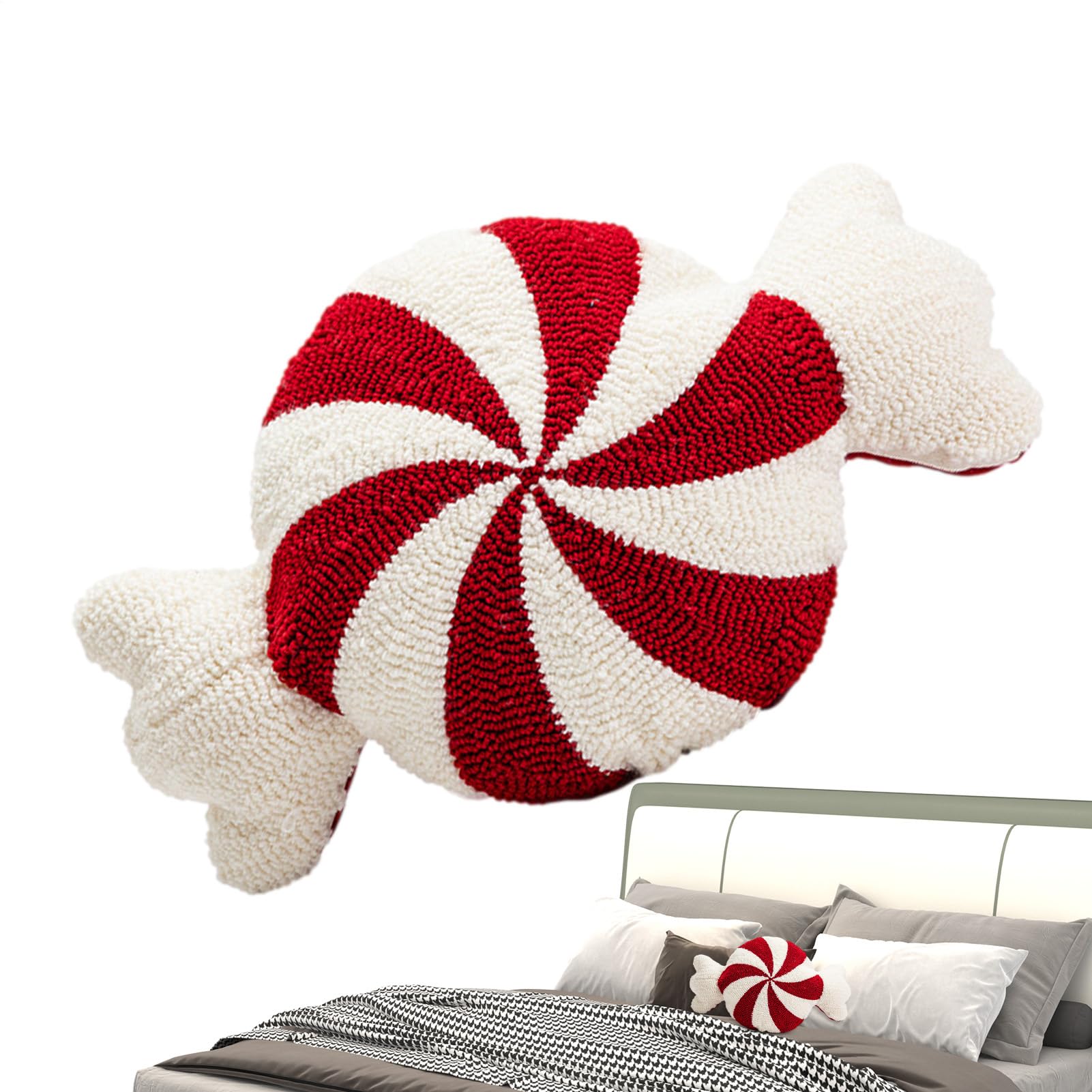 Oreiller à la menthe poivrée de Noël coussin de chaise rouge et blanc salon
