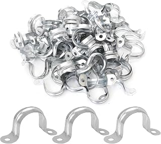 100 Pack 3/4 inch U Clamp Metal Rigid Pipe Strap with 2 holes, Stainless Steel U Bracket Pipe Clamps Hanger Fit for 3/4 inch Pipes