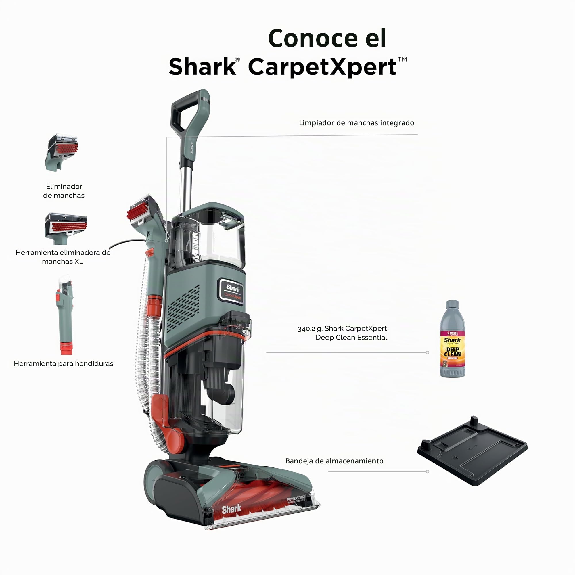 Shark CarpetXpert EX151 - Limpiador Vertical De Alfombras Y Alfombreras Para Mascotas, Limpieza Profunda, Eliminación De Suciedad Y Mugre, Champú De Alfombras, Magenta