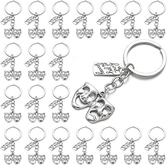 PHAETON 40PCS Theatre Keychain Drama Mask Gift Comedy Tragedy Mask Theatre Actor Actress Broadway Musical Drama Keychain for Performer Gift Musical Lovers Gifts