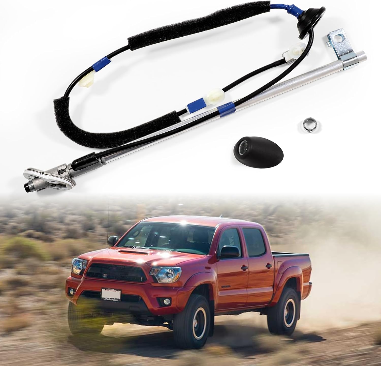 Manual Antenna Assembly with Holder Compatible with Toyota Tacoma 2005-2015 Replace Antenna Base 86300-04070 Antenna Cover 86392-04040 Antenna Nut 86396-04040