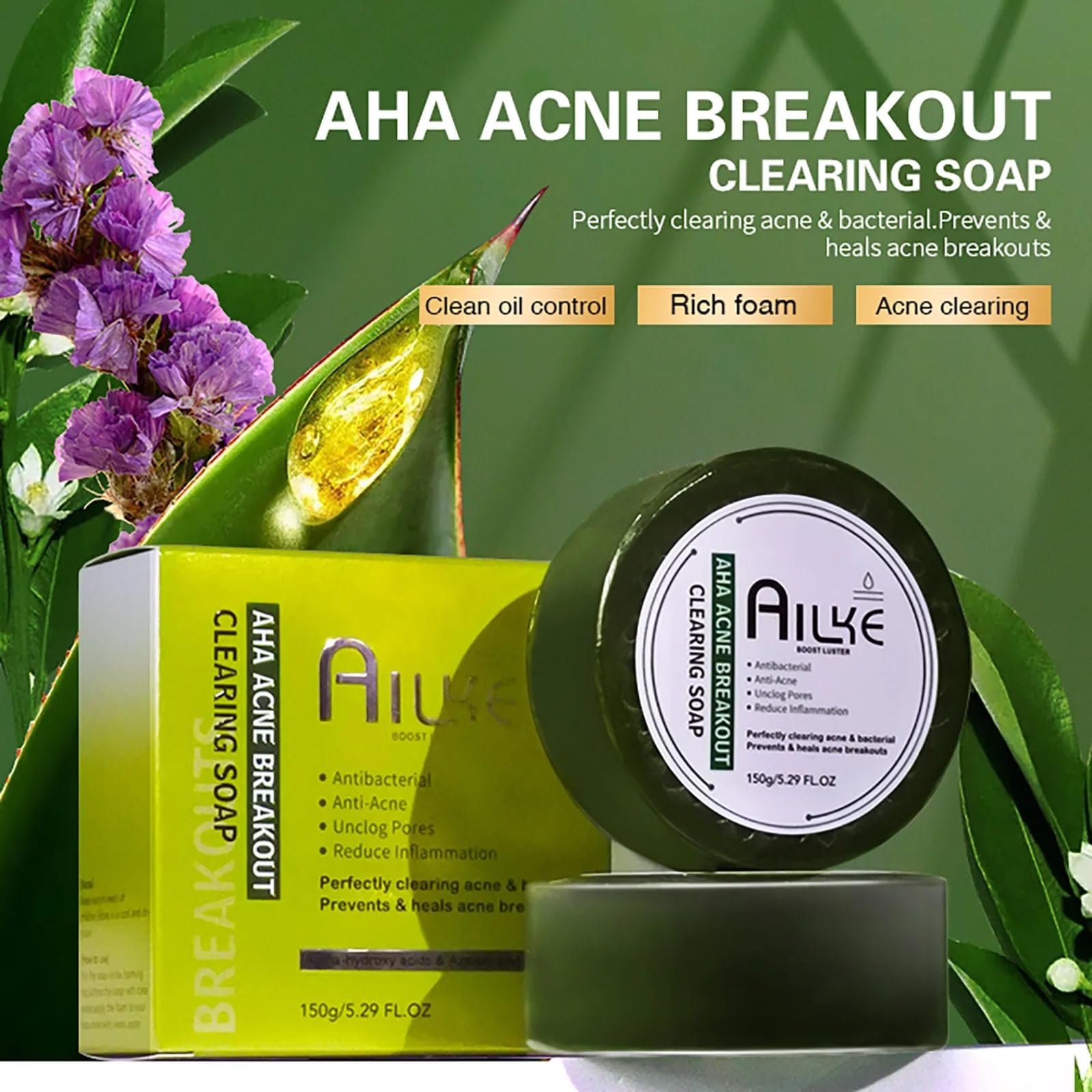 AILKE Salicylic acid Acne Removal Cream, Effectively Anti Acne-prone Skin, Control Breakouts, Reduce Blemishes, Unclog Pores, Repair Post-Acne Marks. All Natural (BREAKOUT CONTROL ACNE 3 in 1 SET)