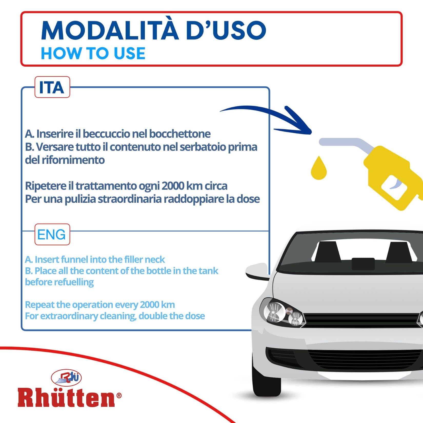 Rhutten, Additivo Diesel Multifunzione, Monodose Superconcentrata, Trattamento Con Cetano, Migliora le Prestazioni, Riduce Consumi, 150ml