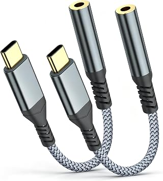 USB C to 3.5mm Audio Headphone Adapte2 Pack, USB C To Aux Adapter Type C Hi-Fi Usb C To Headphone Jack Adapter For iphone 17 Pro Max/17 Pro, 16/15 Pro Max, 16/15 Pro, Galaxy S24/S23/S22 Ultra
