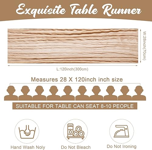 Miniatura 2 de Shimeyao 24 piezas de camino de mesa de gasa color champán a granel bohemio rústico de gasa de queso camino de mesa de 120 pulgadas y 10 pies de