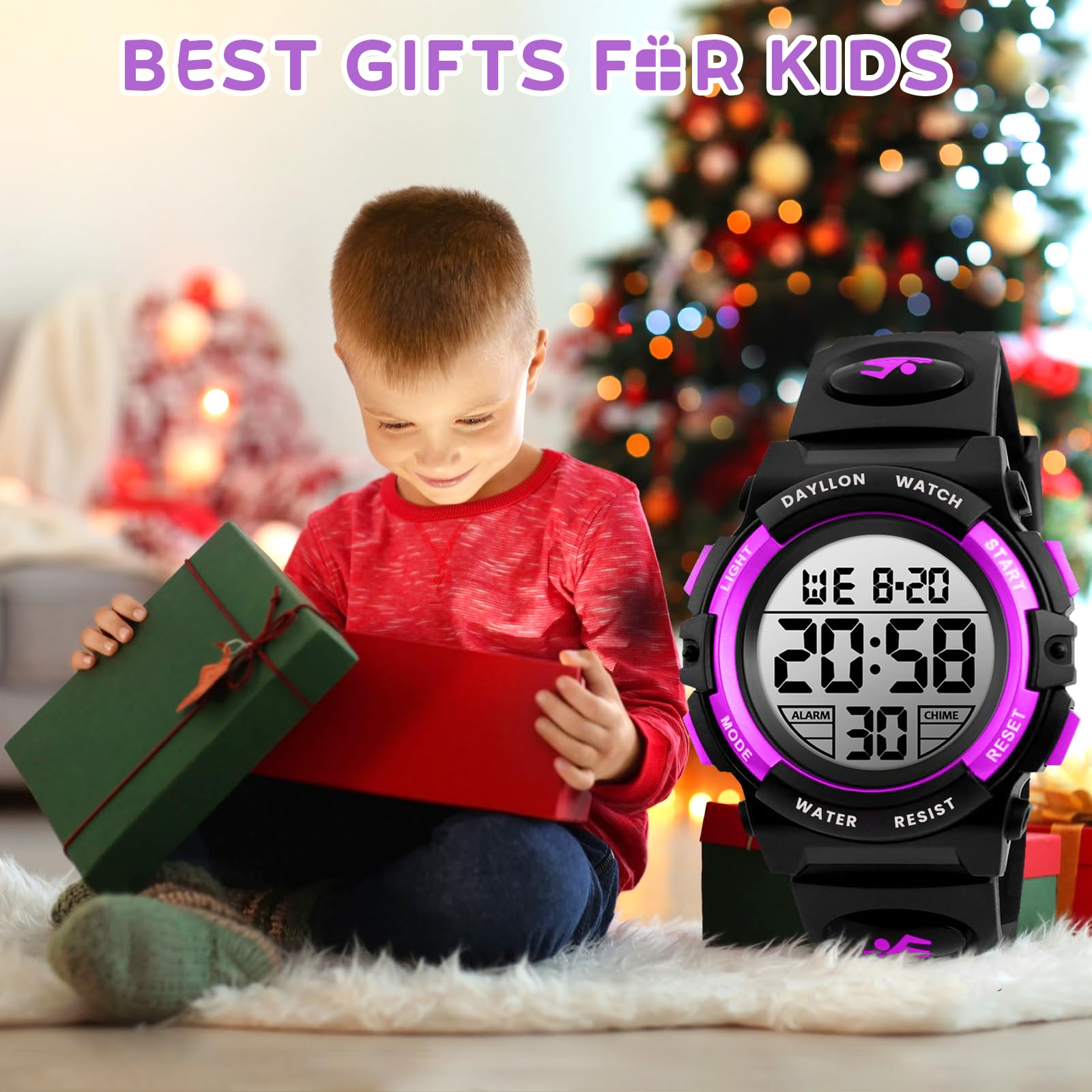 Dayllon Orologio digitale per bambini Sport all'aperto 50 m impermeabile Orologio elettronico Allarme 12/24 h Cronometro Calendario Ragazzo Ragazza Orologio analogico