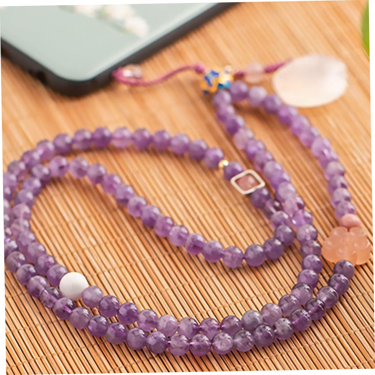 jojofuny Elegante Cordón Para Teléfono De Amatista Cordón Para Teléfono Móvil Decoración De Funda De Teléfono Joyería Violeta
