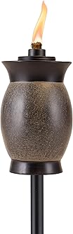 TIKI Resin Jar Torch, 4-in-1 Design, 64" – Weather-Resistant Outdoor Torch for Patio, Garden & Lawn | Stone Color | Includes Long-Lasting Wick & Snuffer | Decorative Backyard & Landscaping Torch