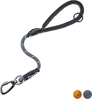 Floxik Kurzführer grau für Hunde ⌀ 12mm | reflektierende Kurzleine aus Kletterseilmaterial | optimal fürs Leinentraining & Freilauftraining