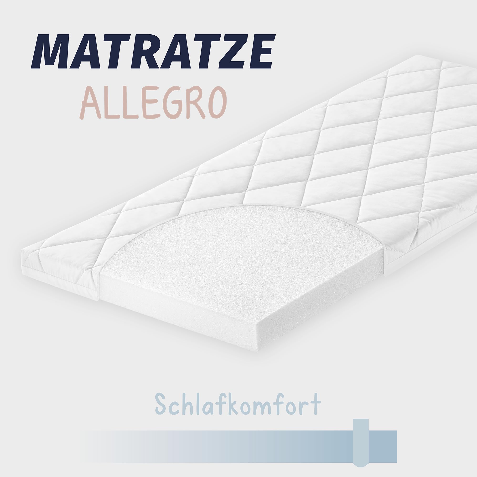 Julius Zöllner Allegro 40x90 cm – Babymatratze für die Wiege - ideal für Neugeborene - Made in Germany - schadstoffgeprüft und für Allergiker geeignet, atmungsaktiv, sehr guter Liegekomfort