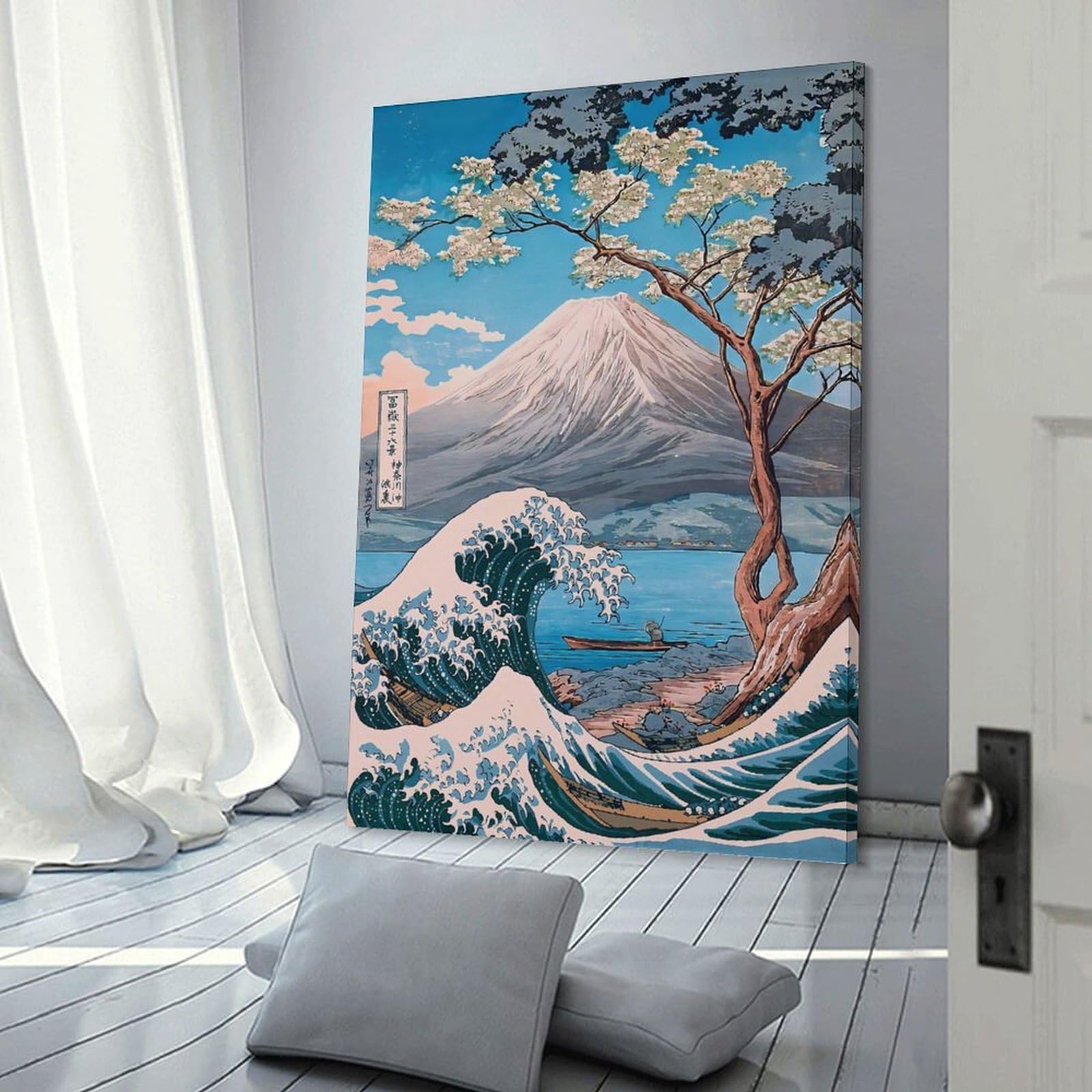 Junmoney Mount Fuji Lake Yamanaka Wall Decor Canvas Print, 08x12inch(20x30cm), for Living Room, Lounge Or Sitting Room, Easy Decor for Gallery Walls