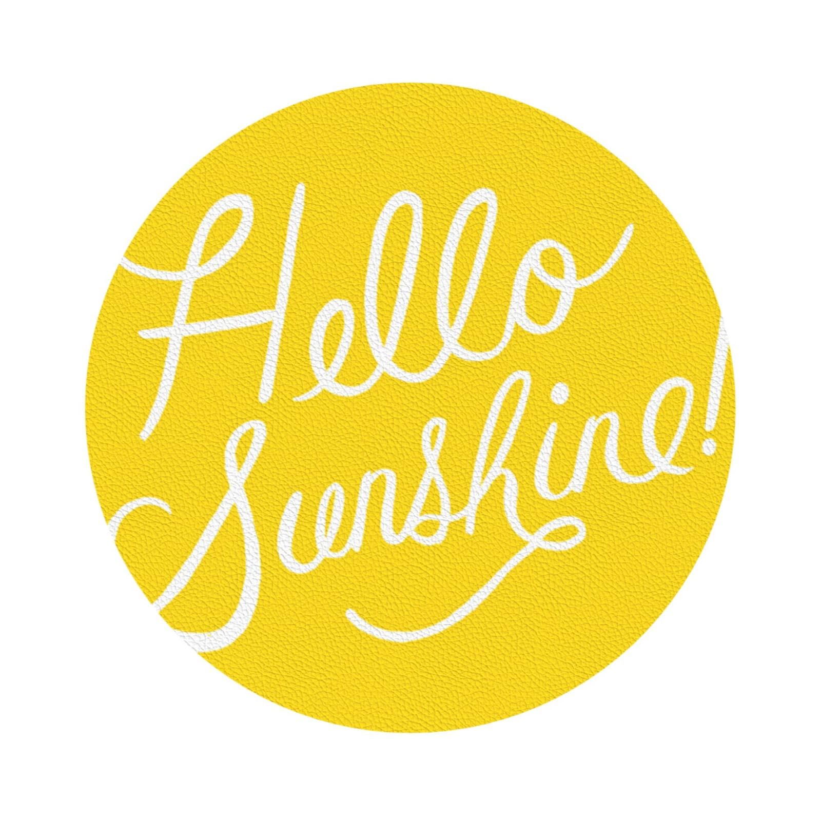 Goodlooking Hello Sunshine PU Leather Coasters Set of 6 Round Drink Coasters