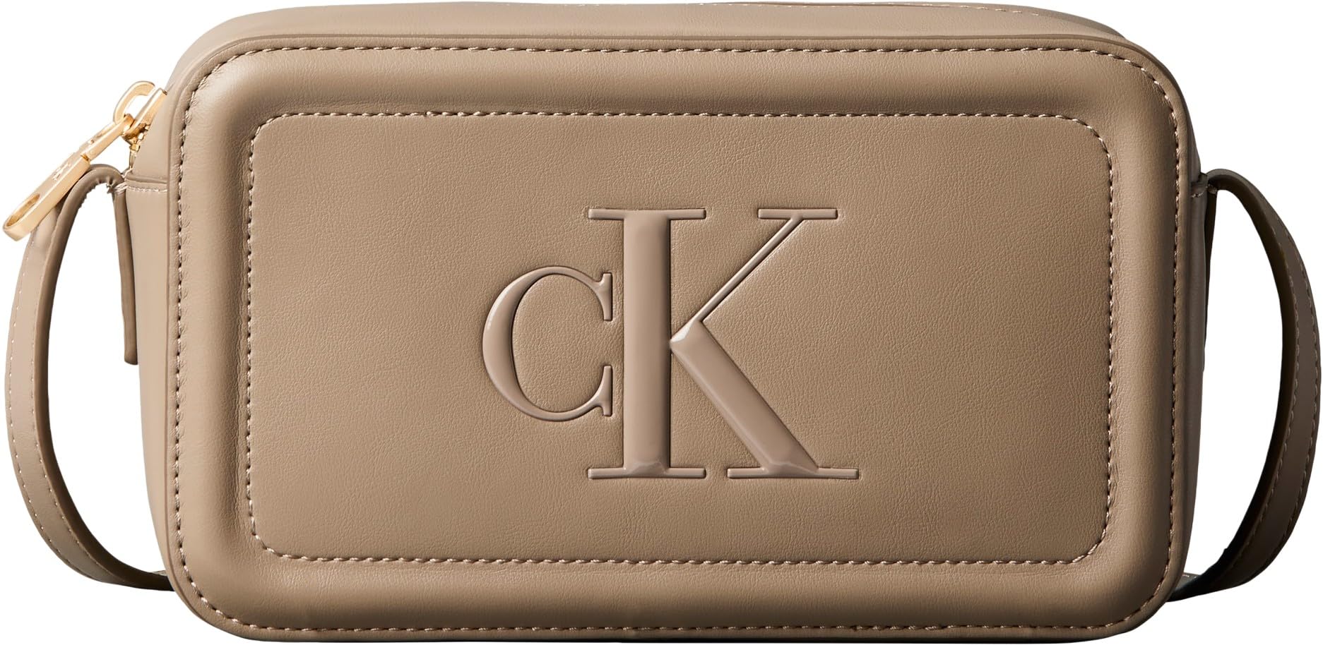 Calvin Klein Women's Beige Cross Body Bags, One Size, Signature Monogram Crossbody Camera Bag