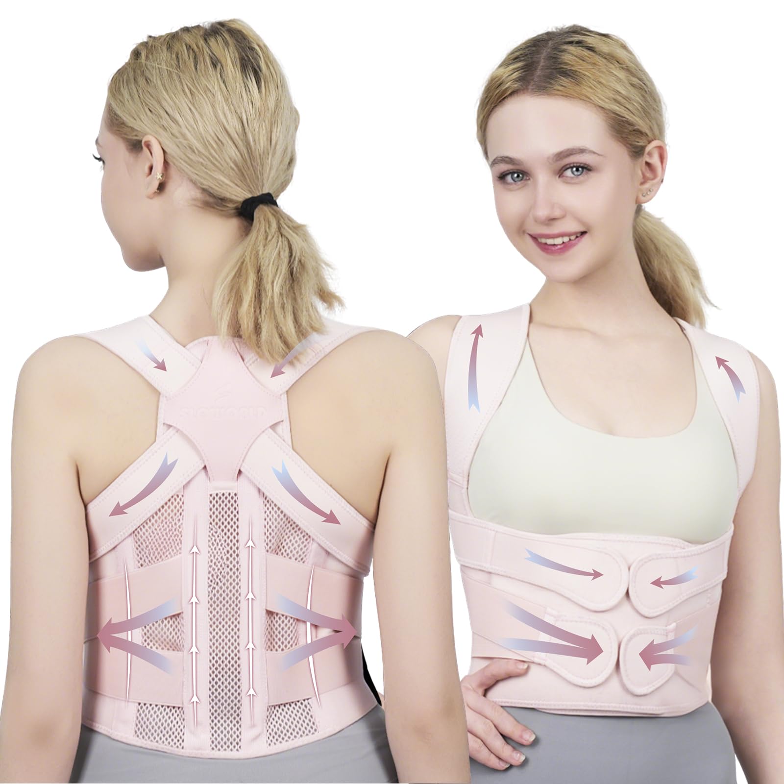 Posture Corrector for Women and Men Upgraded Back Brace, Adjustable Back Support for Upper and Lower Back Pain Relief, Shoulder Straightener for