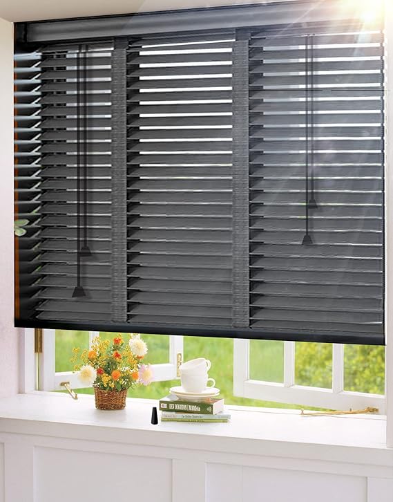 Wooden Window Blinds, Window Privacy Shades Black Blinds