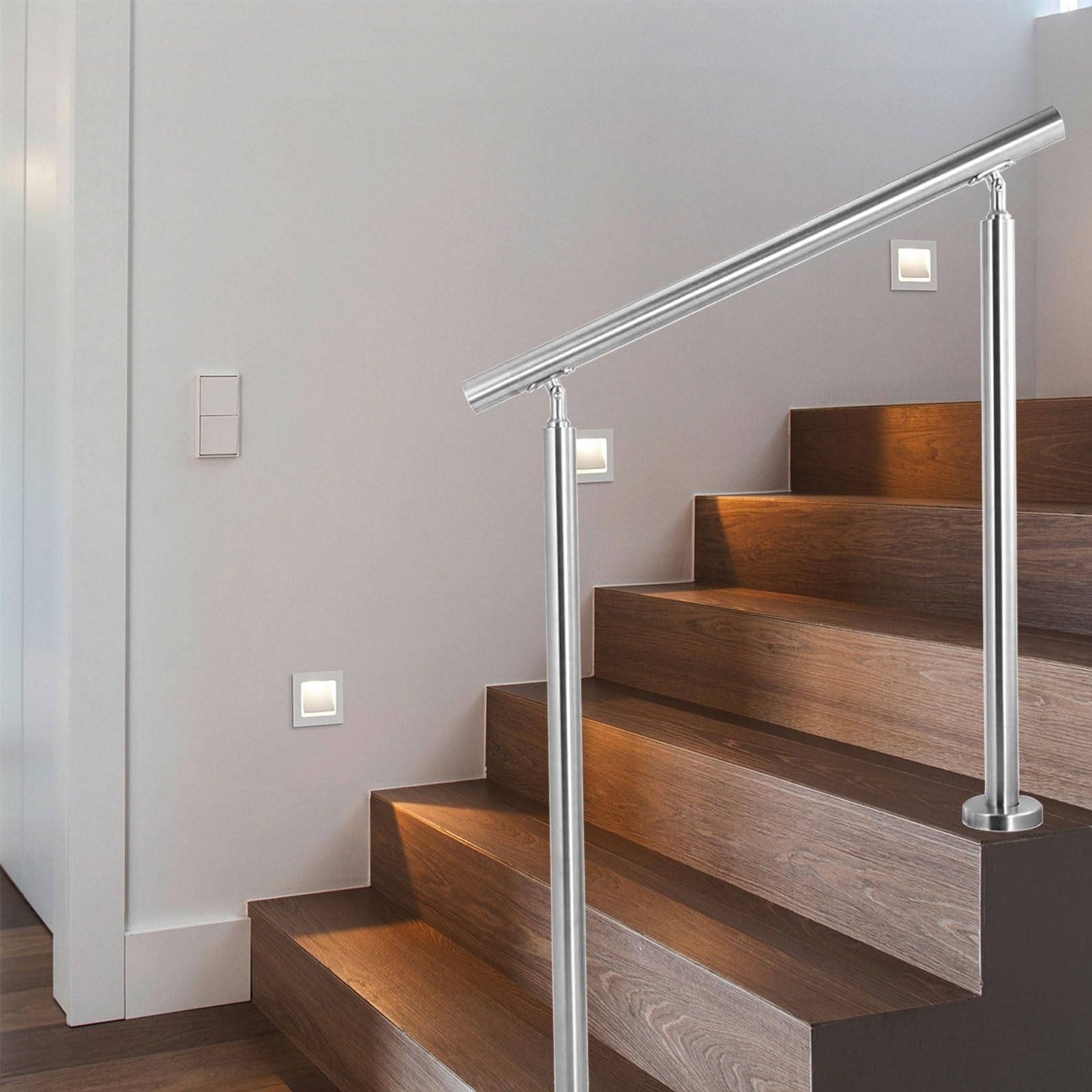 Rampe réglable pour marches extérieures avec son kit de transition avant en inox 304