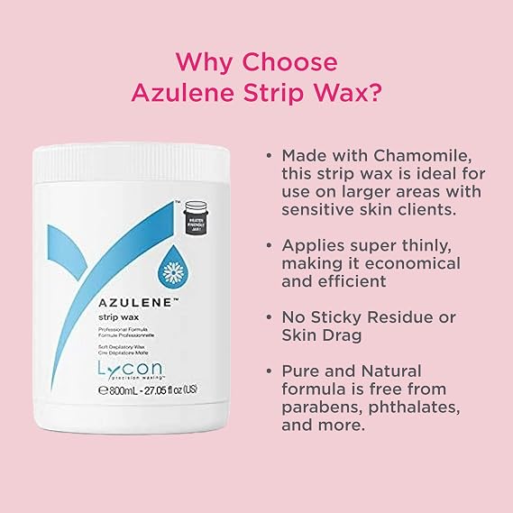Lycon Azulene Magic Strip Wax for Hair Removal, Soft Wax for Gentle Use Over Larger Areas, Professional-Grade Soothing Formula, Suitable for Sensitive Skin, 800ml