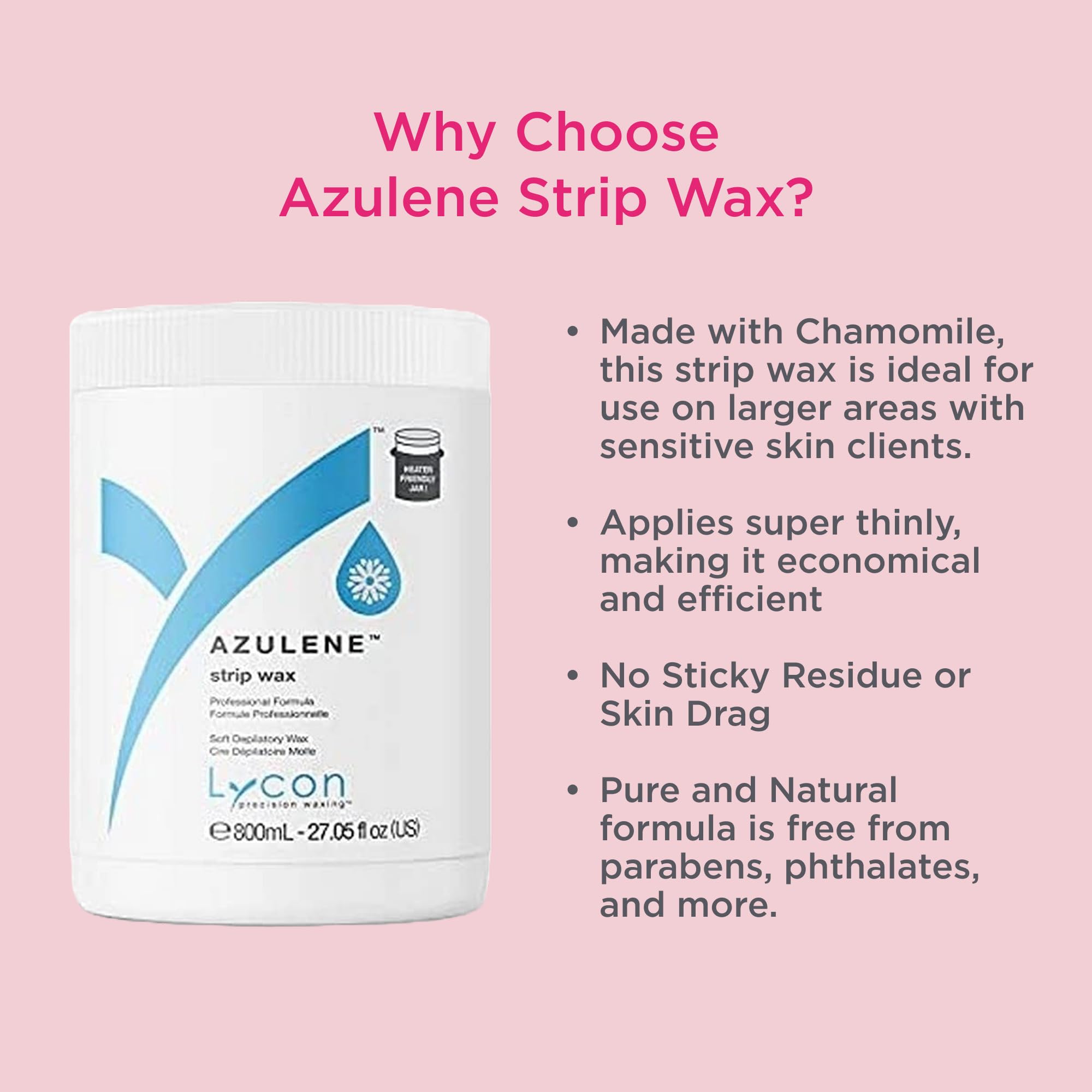 Azulene Magic Strip Wax for Hair Removal, Soft Wax for Gentle Use Over Larger Areas, Professional-Grade Soothing Formula, Suitable for Sensitive Skin, 800ml