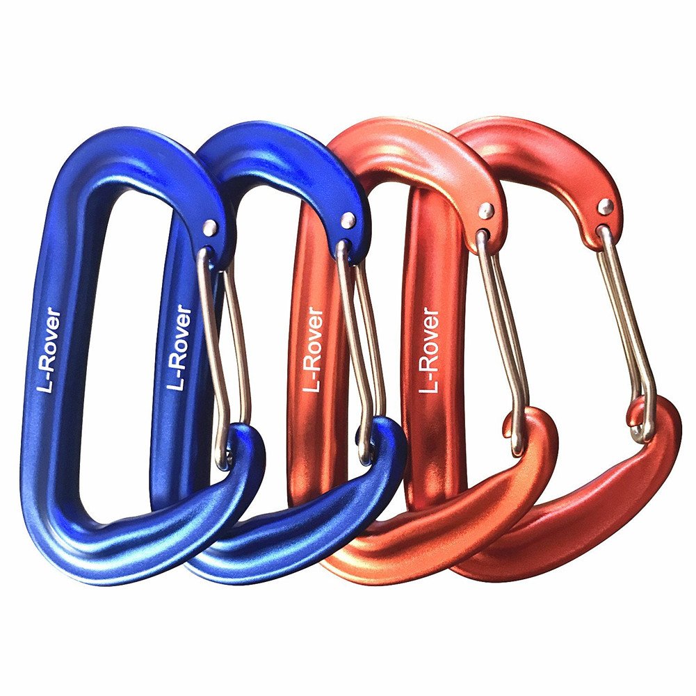 L-Rover Carabiner,12KN Lightweight Heavy Duty Carabiner Clips,Aluminium Wiregate Caribeaners for Hammocks,Camping, Key Chains, Outdoor and Gym etc,